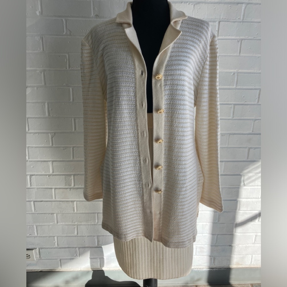 St. John Collection by Marie Gray Size 8 Knit Collared Cardigan and Skirt